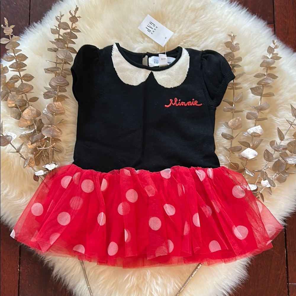 GAP baby Disney Black and Red Puff Sleeve Minnie Mouse dress!
